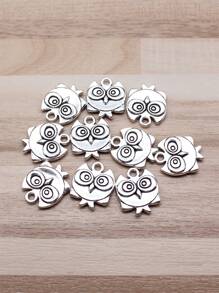 10入裝17x14mm(0.67x0.55英寸)古銅色雙面貓頭鷹吊墜珠,可用於diy珠寶製作 - 古銀色-10pcs - 查看 3