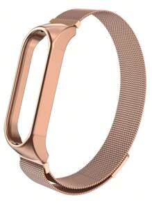 1入組適用於小米手環3 4 5 6的米蘭尼斯環金屬錶帶，時尚智能手環不銹鋼替換手帶，適用於Mi Band 6 5 4 3 - 玫瑰金 - 查看 1