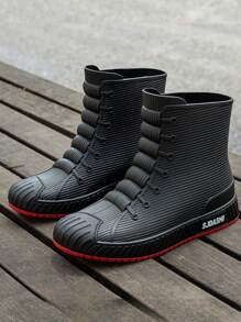 女款戶外柔軟舒適防滑雨鞋,男女同款情侶青年學生大尺碼雨季平底橡膠漁農工防水雨靴