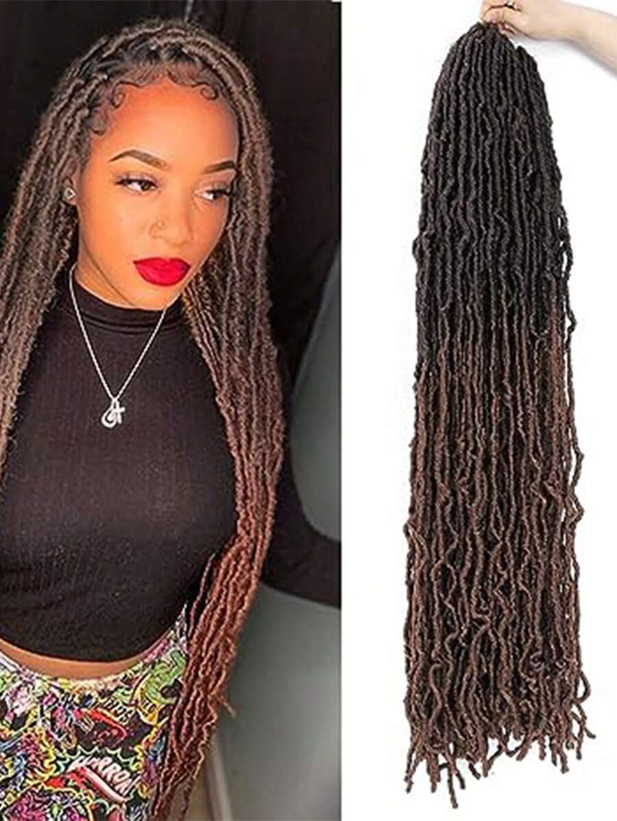 柔軟的locs機織髮18英寸1包假locs機織髮捲曲波浪編織纖維合成髮非洲髮延伸用品(18英寸,24英寸)-漸變