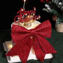 1 Miếng Màu bạc Giáng sinh Vòng hoa Nơ , Kích thước lớn Long lanh Cây thông noel Nơ thắt Nơ Vòng hoa Đồ trang trí - Bạc - Xem 4