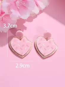 Tsnamer 1 对可爱粉色心形饼干吊坠耳环 适合女士青少年女孩情人节珠宝礼物 情人节、妈妈、母亲、母亲节、礼物 - 耳環 - 查看 4