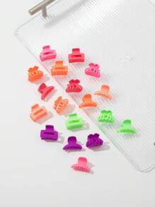 18入組橡膠黑色方形和月牙形小髮夾