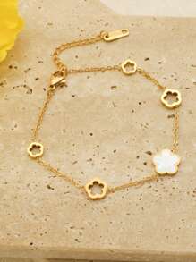 1 件不锈钢贝壳梅花波西米亚派对手链女士原创设计手镯珠宝情人节