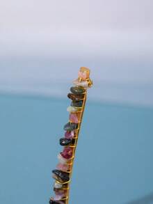 1 件女士彩色天然石水晶发夹日常发夹，公主头饰，适合森系风格，配紫色宝石