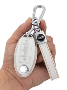 適用於日產專用 Tpu 鑰匙包+皮革鑰匙圈帶螺絲起子 3 個/套,適用於日產汽車鑰匙 - 白色 - 查看 6