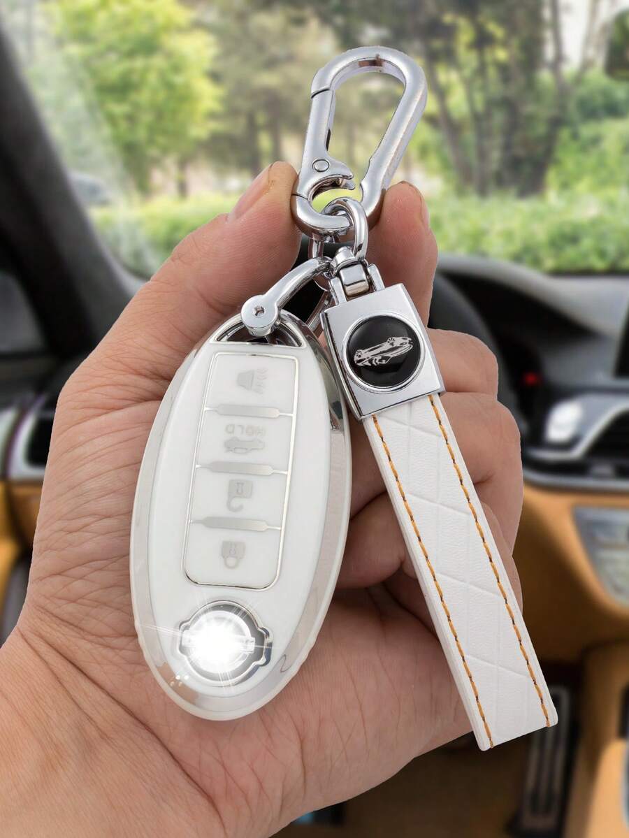 適用於日產專用 Tpu 鑰匙包+皮革鑰匙圈帶螺絲起子 3 個/套,適用於日產汽車鑰匙