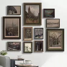 11pcs/Set Unframed Retro European Architecture Printed Canvas Posters, Canvas Wall Art, Modern Home Wall Decoration Gifts Birthday Graduation - Multicolor - View 1