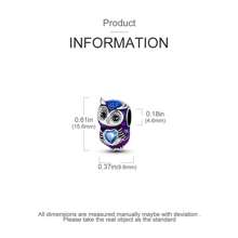 銀色雕花貓頭鷹愛心紫色動物系列串珠吊墜,適合手鍊diy女性珠寶飾品 - 銀色 - 查看 4