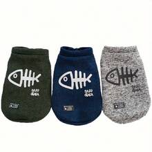 1 Miếng Xám Xương cá In Áo Hoodie thú cưng - Xám - Xem 4