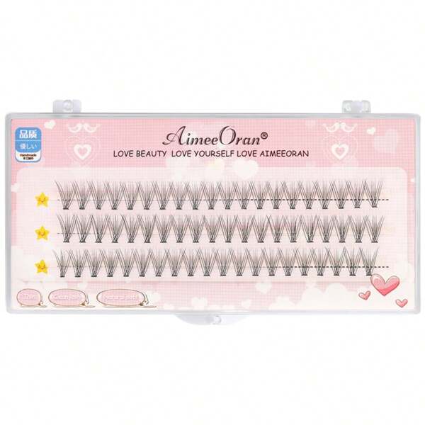60 Pièces / Pack Extensions De Cils Épaisses Et Bouclées Longs Cils Doux Et Légers Pour Un Maquillage Dramatic De Mariage De Scène (0,1 C)