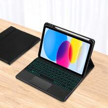 English Backlit TrackPad Keyboard Case Book Cover Compatible With Ipad 10th 10.9 Inch A2757 A2696 Tablet2022 Magnetic Separation Smart TouchPad Keyboards Slim Pen Slot Case - Black-English layout - View 8