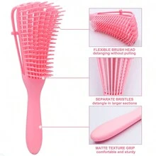 1pc Pink Octopus Hair Comb For Women, Multi-functional Styling Elastic Massage Comb, Plastic & Anti-static - Dusty Pink - View 3
