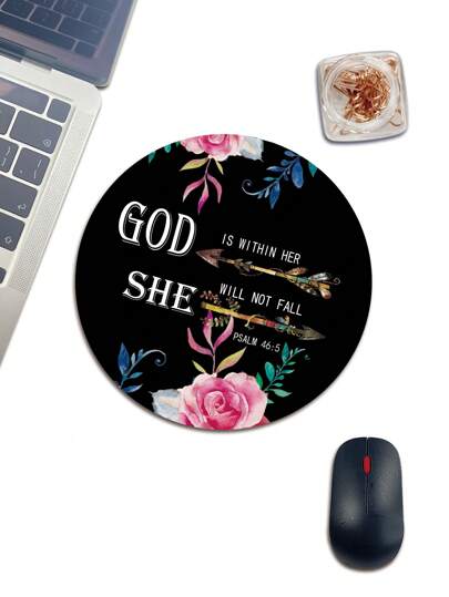 Round Rubber Mouse Pad With Flower Pattern, Diameter 20cm, Suitable For Gaming And Office