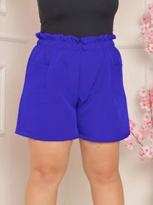 Plus Size Shorts - 寶藍色 - 查看 4