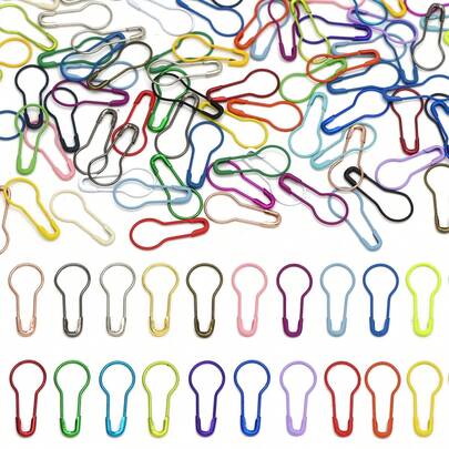 100pcs Mix Colors Pin Knitting Stitch Markers Gourd Shape Clips Clothing Tag Metal Pins Crochet Accessories Sewing Tools