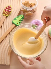 1 Miếng Giáng sinh Hoạt hình Bánh kem Xẻng , Chống nóng Silicone Chất liệu Với Tay cầm bằng gỗ , Thích hợp Đối với Creative Làm bánh DIY , Bánh mỳ Làm bánh Bơ cái cạp , Bột mì Jam Nấu nướng Pha trộn Gậy - phong cách ngẫu nhiên - Xem 3