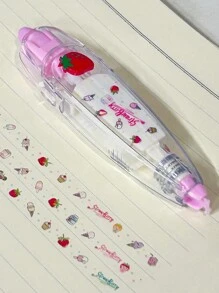 1pc Strawberry Print Decorative Adhesive Tape, Creative Office & School Supplies, Planner Decorative Washi Tape