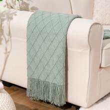 Couch Throw Blanket For Sofa Living Room, Spring Fall Blankets & Throws For Bedroom Decor - Sage Green - View 2
