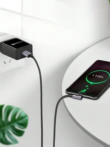 UGREEN Nylon USB C Cable 90 Degree Fast Charger Type C Cable Compatible With Samsung Car Play Nan Fast Charging - Black - View 8