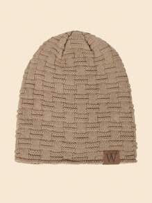 1pc Men's Winter Warm Knit Hat With Thermal Lined And Windproof Design, Suitable For Travel And Daily Wear Beanie Fall Outfit - Khaki - View 2