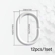 12pcs/1set Shower Curtain Rings Plastic Shower Curtain Hooks C-Shaped Rings Hook Hanger Bath Drape Loop Clip Glide Bathroom Shower Window Rod - White - View 5