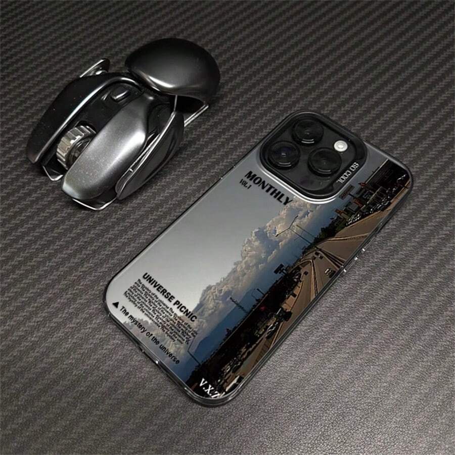 Father's Day 1pc Black Scenery Themed Shockproof Phone Case Compatible With IPhone 7/8/11/12/13/14/15/X/Xr/Xs/Plus/Pro/Pro Max/Se2