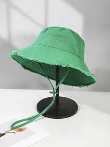 1pc Ladies' Sun Hat, Sunscreen Hat With Wide Brim, Vacation Hat For Hiking, Fishing, And Outdoor Activities, Fashionable With Washed Edge And Adjustable Drawstring, Perfect For Daily Use, Same Style As XuanYi - Green - View 12