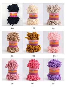 一捆100克甜甜圈狀毛線,適用於diy編織毯子、墊子、圍巾、帽子、毛絨玩具和保暖毛絨座墊。總長度約為800cm/315英寸。 - 玫粉白 - 查看 8