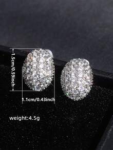 1 對華麗方晶鋯石女式耳環適合婚禮派對訂婚週年紀念珠寶情人節禮物 - 銀色 - 查看 7