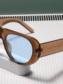 1副女士PC大框时尚眼镜，适合户外旅行、派对装饰，阻挡强光，过滤有害光线，骑行日常佩戴，是度假、旅行和四季皆宜的必备单品。 - 茶色 - 查看 6