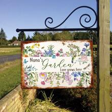 1入戶外復古園藝鐵片畫，個性化牆壁畫作「花園之愛在此滋長」，花卉圖案金屬導電器掛牌花園花卡，田園花園工具房牆面裝飾，家居戶外車庫庭院門廊厨房農莊門前裝飾，花園藝術裝飾 - 彩色 - 查看 5