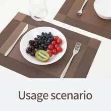 1 件装餐垫 PVC 隔热防油西式桌垫 日式风格家居复古杯垫 - 咖啡棕 - 查看 1