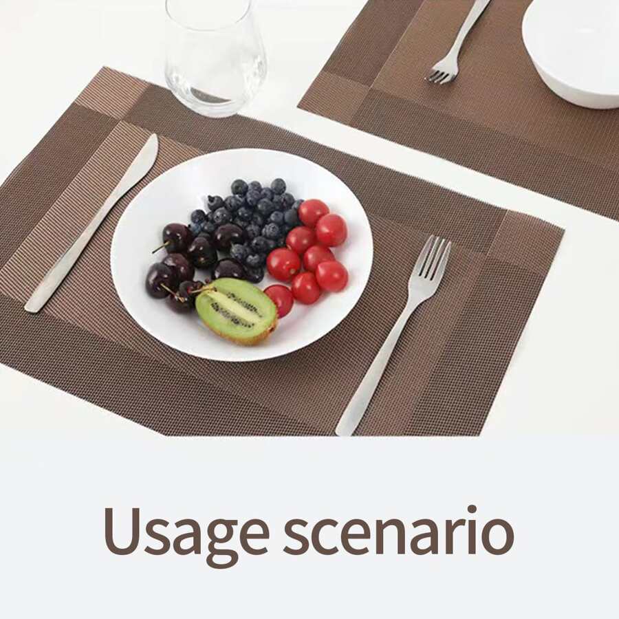 1 件装餐垫 PVC 隔热防油西式桌垫 日式风格家居复古杯垫 - 咖啡棕 - 查看 1