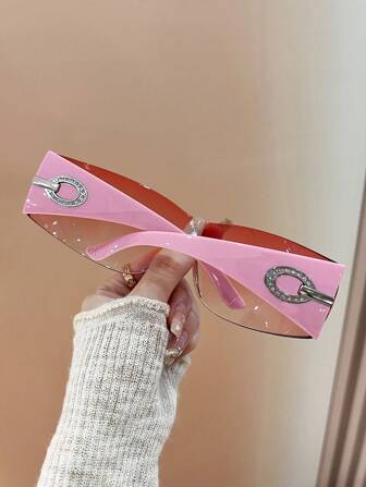 1 副男女通用环绕式无框时尚眼镜，适合日常休闲佩戴，女士沙滩配饰，适合夏季海滩度假、户外、旅行的眼镜