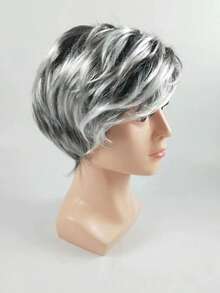 件套男士黑白祖父假髮，適合派對、戶外比賽、拍攝和慶祝