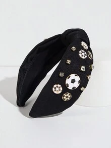 1 Miếng Của phụ nữ Đen Chất vải Bóng đá Phụ kiện Ngọc Trang trí Băng đô thể thao - trắng - Xem 5