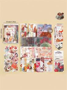 100pcs/pack Book & Slogan Graphic Material Paper, Vintage Multi-purpose Decorative Craft Paper For DIY Craft, Decoration, Hand Account - Multicolor - View 2