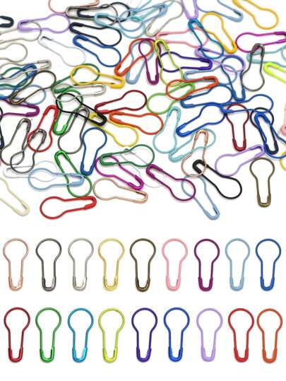 100pcs Mix Colors Pin Knitting Stitch Markers Gourd Shape Clips Clothing Tag Metal Pins Crochet Accessories Sewing Tools