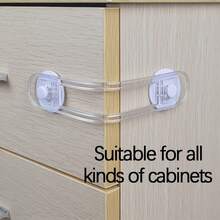 6pcs Baby Locks, Multi-Functional Transparent Strap Cabinet Locks, Child-Lock Buckles, Cabinet Locks For Refrigerators, Drawers And Cupboards, Prevent Children Pinching Finger, Transparent, Easy To Install - Clear - View 4