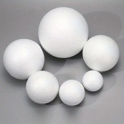1pc White Polystyrene Solid Foam Round Ball Diy Decorative Material, Handmade Prop For Diy Creative Decoration, Wedding Decoration, Christmas Tree Ornament, Kindergarten Diy Art Project, Colorable Material