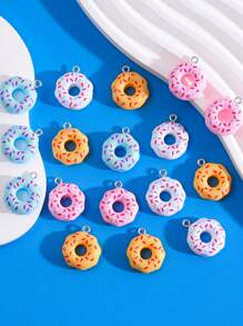 17 piezas Dijes con forma de dona de colores aleatorios inspirados en la dopamina para hacer collares, aretes, llaveros y otros accesorios de joyería