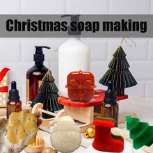聖誕節肥皂模具,矽膠模具,適用於製作肥皂和蠟燭,聖誕老公公,雪花,鈴鐺,長襪,聖誕樹,杯子蛋糕模具