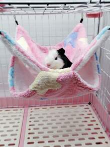 1pc Star Pattern Double-layer Plush Hanging Pet Bed & Sleeping Bag For Small Pets, Suitable For All Seasons