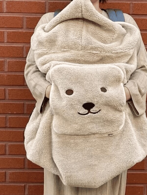 WholeNight 1pc Bear Embroidery Baby Stroller Blanket, Warm Fleece Infant Carrier Wrap, Portable Newborn Gift, Suitable For Boys & Girls, Autumn/Winter