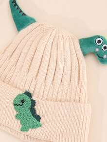 1頂冬季暖和的編織卡通恐龍嬰兒帽,適用於男女寶寶