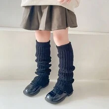 一雙兒童時尚可愛百搭針織保暖黑色中筒襪套秋冬