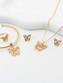 5 件組女孩可愛獨角獸設計 Diy 珠寶套裝,帶有花、蝴蝶和油滴設計,包括項鍊、手鍊、戒指和耳環,送給好朋友的完美禮物