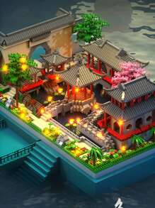Bloques de construcción educativos de Nanoblock al por mayor para niños y niñas. Presenta las puertas del Jardín Clásico de Suzhou con arquitectura de estilo chino, sin luces. Decoración para la habitación