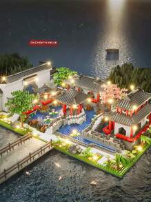 Bloques de construcción educativos de Nanoblock al por mayor para niños y niñas. Presenta las puertas del Jardín Clásico de Suzhou con arquitectura de estilo chino, sin luces. Decoración para la habitación